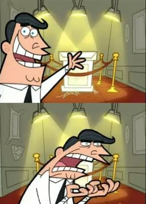Fairly OddParents meme from the episode 'Father Time'. This image shows the two iconic frames lined on top of each other.
